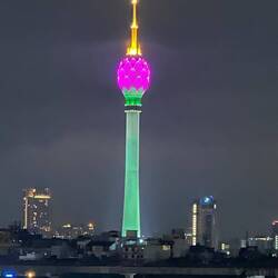 Colombo Lotus Tower at night from our ship.
