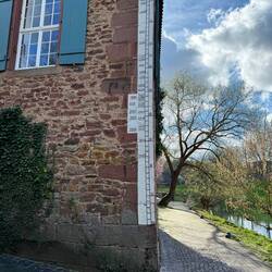 High water marks of floods.