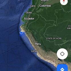 This mornings location. Rounding the bum of South America.