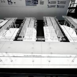 Model of Tuas Port, Singapore's fully automated harbor of the future