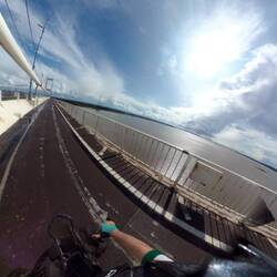 A much brighter crossing of the Severn Bridge (Pont Hafren).