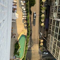 Looking down onto our pool.