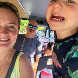 Having fun on the bus