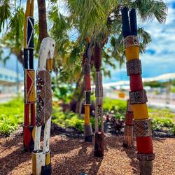 Aboriginal poles at the Darwin Airport, NT.
