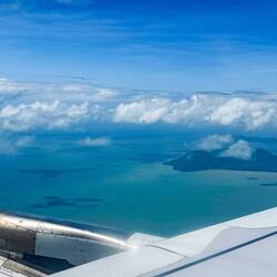 A peek at the waters that are home to the Great Barrier Reef ... taking off from Cairns, QLD.