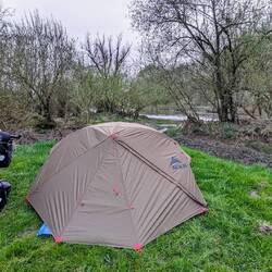 Camp set up next to the Donau