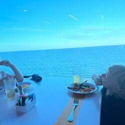 Enjoying dinner on the cruise as the sun went down