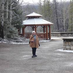 Graham takes my photo at Maligne Canyon Overlook