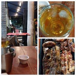 Wieder mal Fleisch satt; der Weißwein war warm, deshalb mit Eis