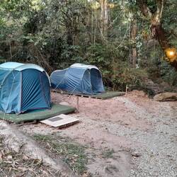 Zelt mit Bett. Glamping?