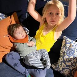 Annika loves playing with Little Brother!