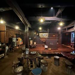 400 year old tea house with earthen floor, dark wood and the smell of smoke