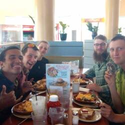 Talking about having a meal at dennis for the whole trip...