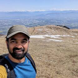 Me realizing on up top of le Reculet that the big peak there is Mont Blanc