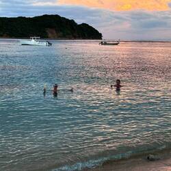 Abendliches Sonnenuntergangsbaden