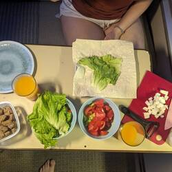 Zum Abendessen gab es Wraps mit Lammfleisch