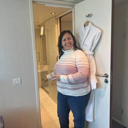 Tour Guide Laura showing off our nice room