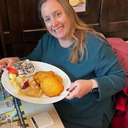 Yum, real potato pancakes just like my Mom made and applesauce