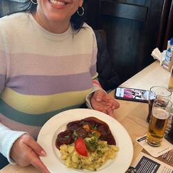 Laura had a beef stew and potato salad..yum