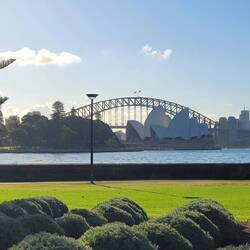 Blick vom botanischen Garten auf die Opera und die Harbour Bridge
