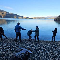 Team stone skipping competition