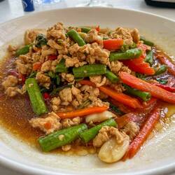 Spicy Thai Basil Chicken Stir-fry. Yum. HOT.