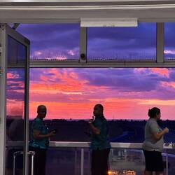 Was für ein Sonnenuntergang beim Bording