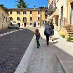 Walking to the trattoria.