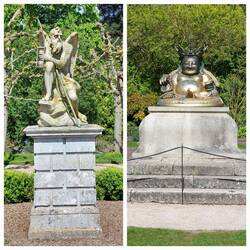Sandringham Gardens; Statue of Father Time / Chinese Buddha Statue