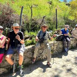 Taking a break from our climb into the hills