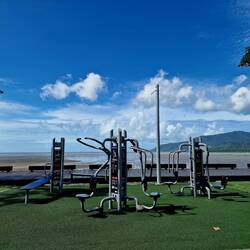 Gym, sport mit aussicht aufs Meer