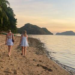 Sunset walks to dinner - matching blue 💙