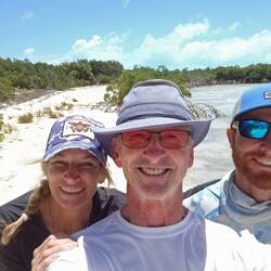 With Erin & Paul, on Mangrove Cay looking around at anchorages.