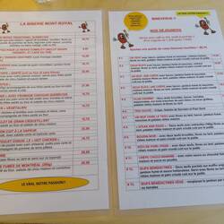 Lunch and breakfast menu