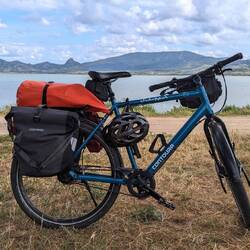 The hills on the other side of the lagoon