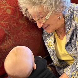 Jeanne getting some baby TV time