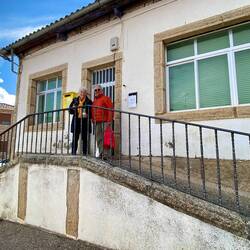 Our Albergue for the night, an old schoolhouse, so glad to get here! Roel & Connie at the doo