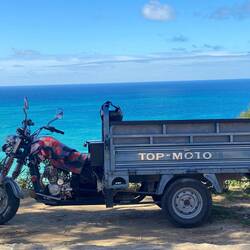 Motorcycles are often used as small trucks in Morocco