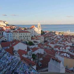View over Lisbon, top left corner near Pantheon is where we are staying.