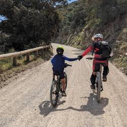 Kiran getting a hand from an e-bike rider