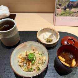 10: Seasoned rice w/ moutain vegetables & red miso soup
