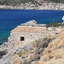 road leading from the mainland town to the fortress