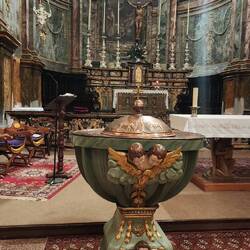 Baptismal font in the church at San Germano Vercellese