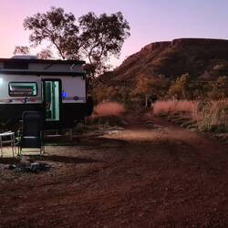 Sunrise, with the changing colours of Mt Sheila, at Buddha's Overnighter Camp Ground