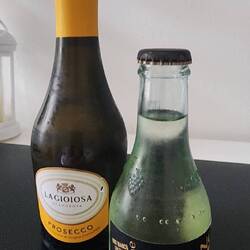 Darling little wine bottles in my hotel fridge