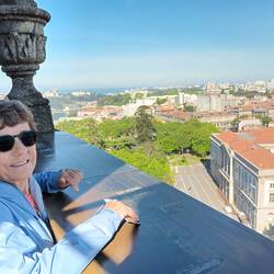 Anna on the observation level of the Torre de Clerigos