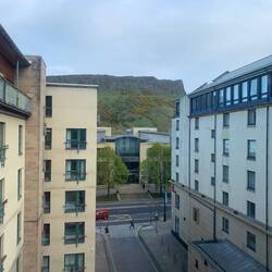 View of Arthur's Seat from our Airbnb