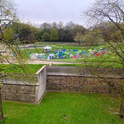Tent protest about Palestinians