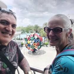 Floral arrangement sculpture at one of the malls