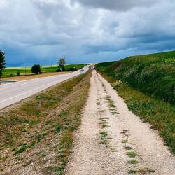 Trail along the road... this was our view for most of today